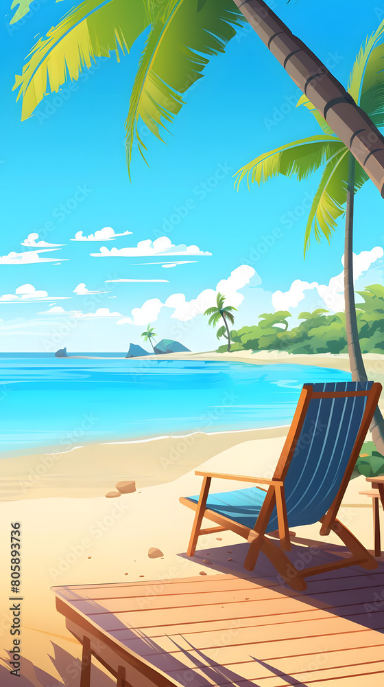 beachside retreat, relaxing scene on a sunny day