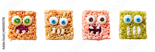 Monster Rice Krispie Treats, Decorated with faces, Kid-friendly favorite photo