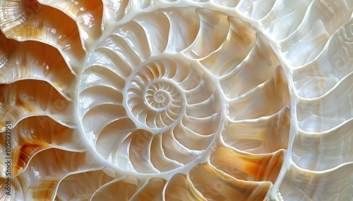Flowing lines and spirals mimicking the patterns found on nautilus shells and fossils