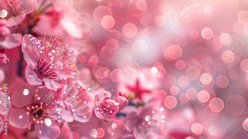Cherry blossom pink glitter defocused twinkly lights, resembling a spring beauty. photo