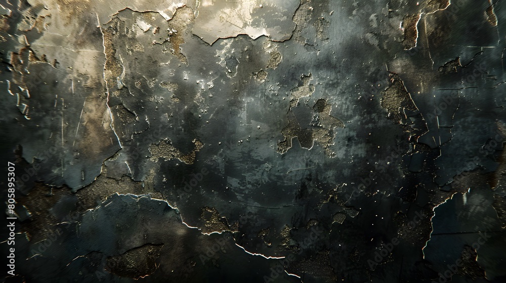 Aged Dark Grunge Texture with Cracked and Peeling Paint