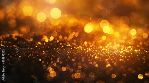 Golden bokeh lights on a textured background, like a sparkling desert oasis
