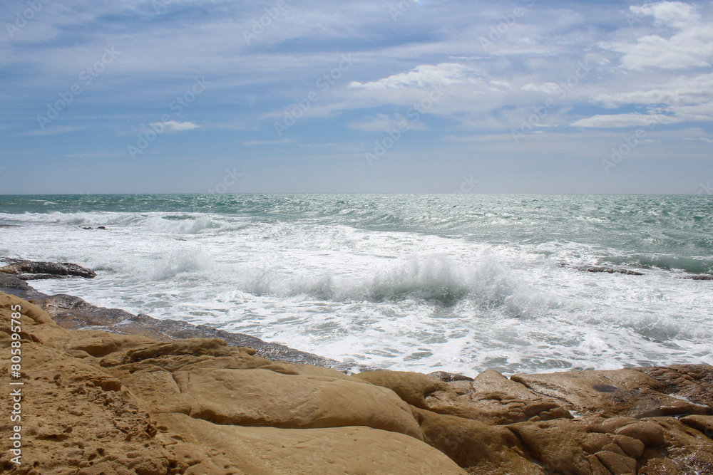 beautiful view of seashore,waves on the beach, travel beautiful view of seashore,waves on the beach, travel