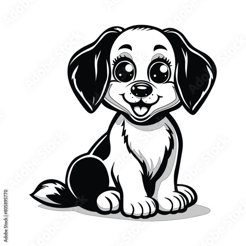 Vector illustration of a pretty little dog for coloring kids book on white separate background
