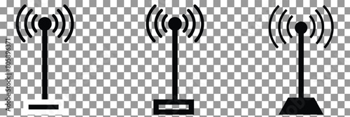 Antenna tower icons. Telecommunication tower with antennas. Vector illustration. Eps 10.