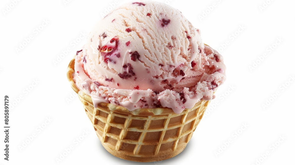 Scoop of Strawberry Ice Cream in a Waffle Cone Scoop of Strawberry Ice Cream in a Waffle Cone