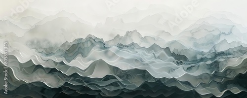 Layers of translucent paper resembling fog, superimposed over abstract shapes to create a dreamy atmosphere