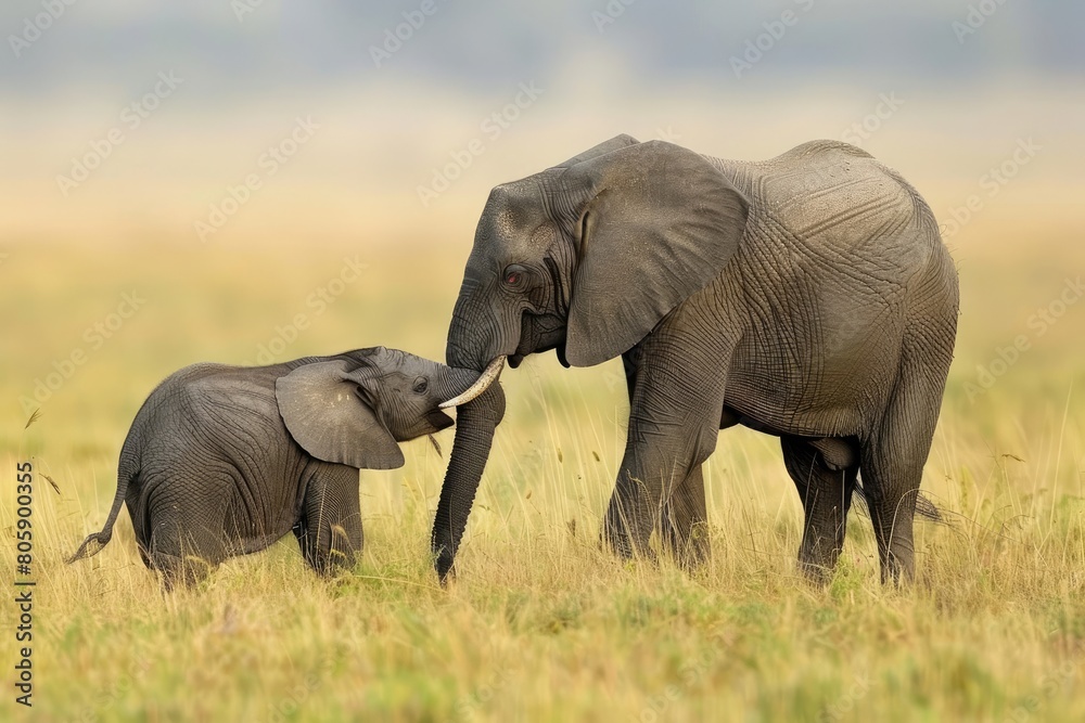 Female elephants are full of affection for their children