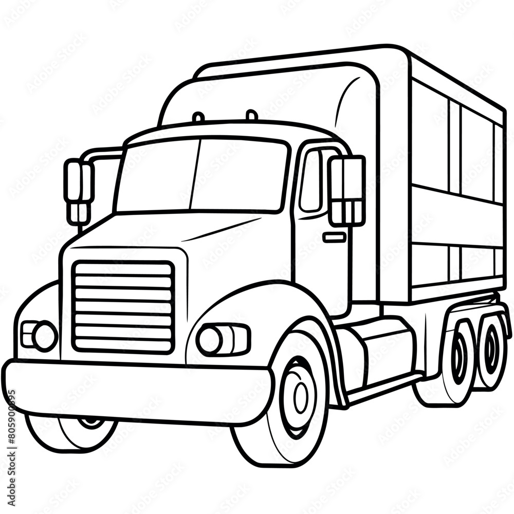 Truck outline coloring book page line art illustration digital drawing Truck outline coloring book page line art illustration digital drawing