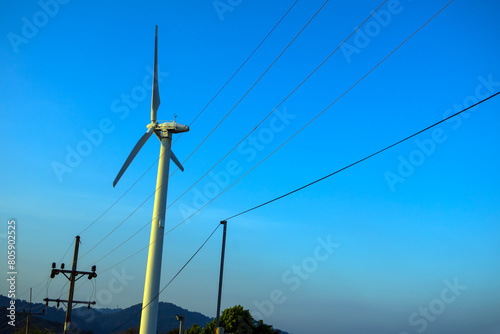 Windmill viewpoint with blue sky in summer Phuket Thailand