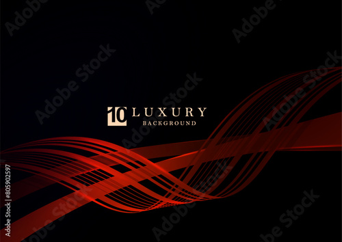 Isolated gorgeous wavy shape in red color on black background.