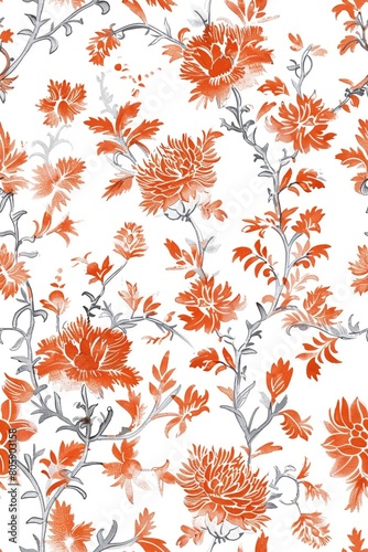 Watercolor Seamless pattern with orange and white