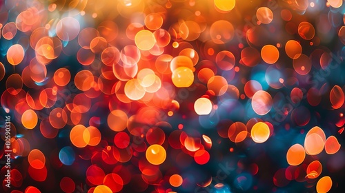 Vibrant red and orange bokeh lights, evoking the spirit of festive celebrations and joy