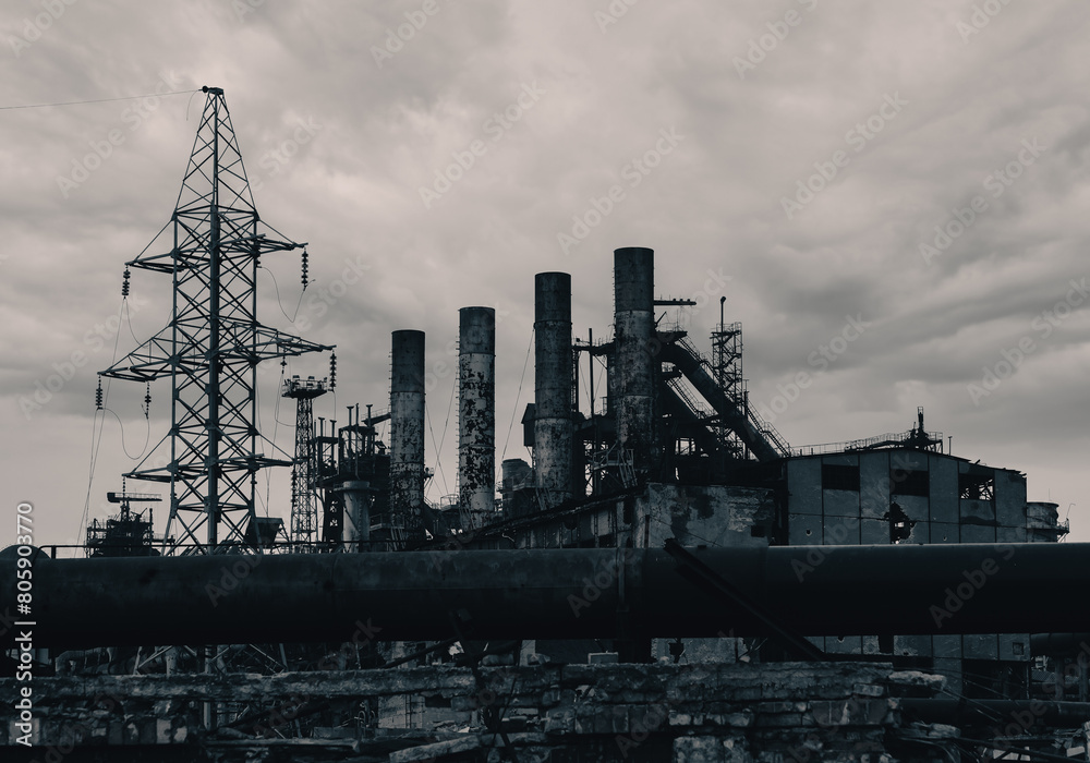 destroyed buildings of the workshop of the Azovstal plant in Mariupol Ukraine destroyed buildings of the workshop of the Azovstal plant in Mariupol Ukraine