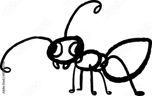 sketch cute ant insect cartoon