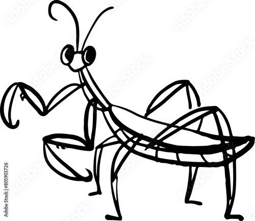 sketch praying mantis insect cartoon