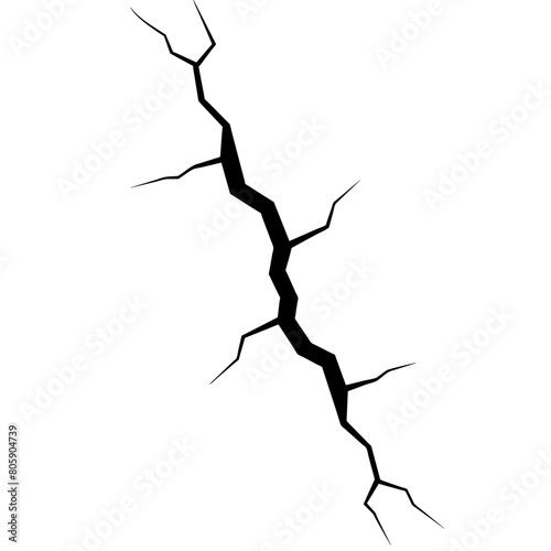 Crack icon line black color vector art illustration, solid white background (2)