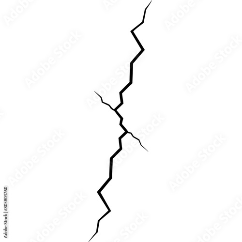 Crack icon line black color vector art illustration, solid white background (5)