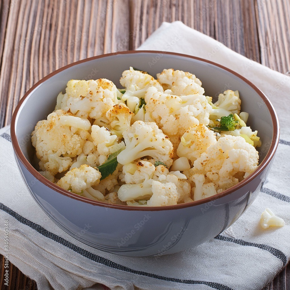 Stir Fried Cauliflower Rice in a Bowl Horizontal Stir Fried Cauliflower Rice in a Bowl Horizontal