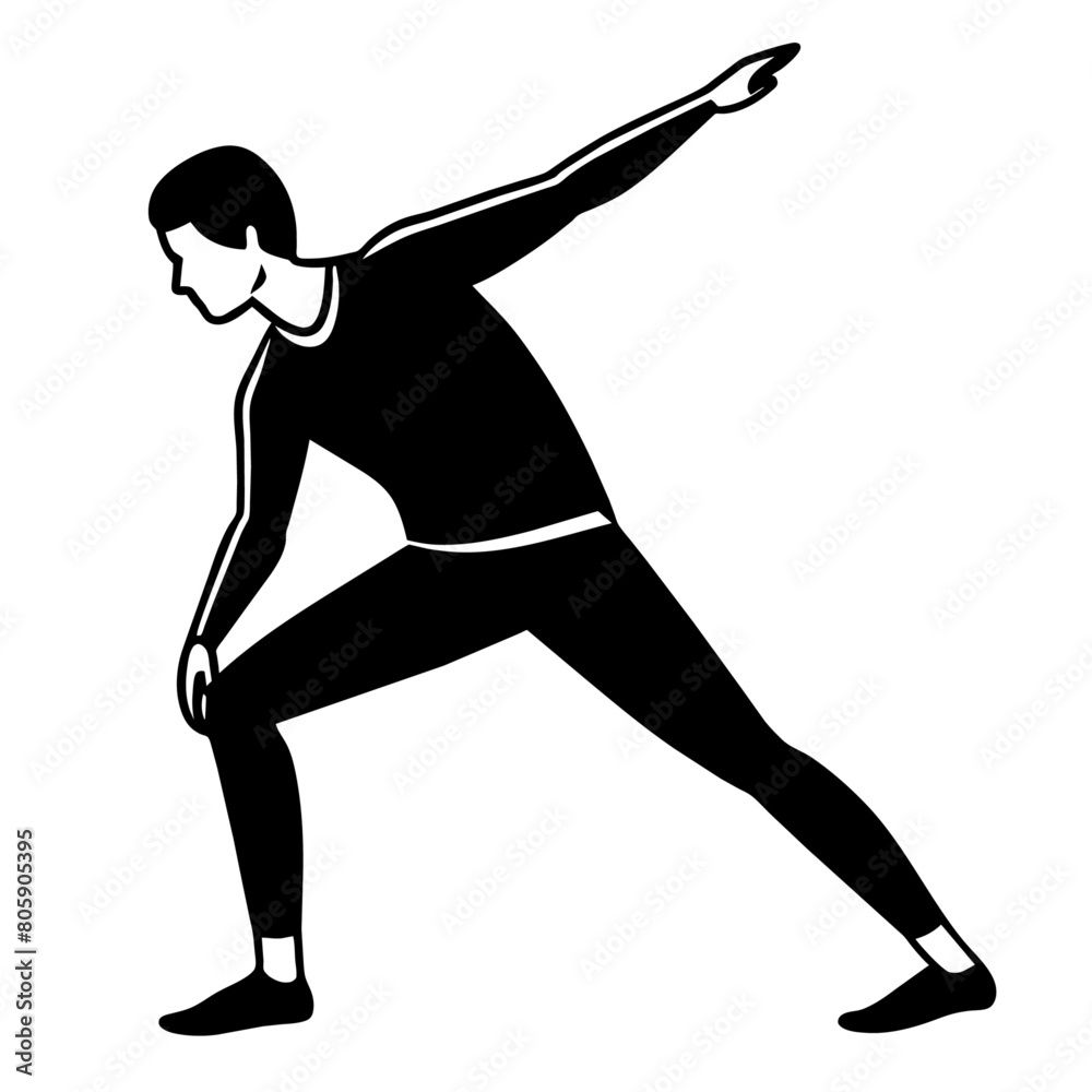 stretching pose vector silhouette, black color silhouette, solid white background (10)