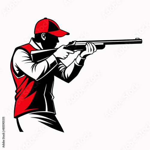 Trap shooting, aiming athlete with gun (4)