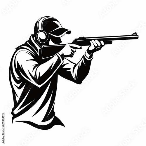Trap shooting, aiming athlete with gun (5)