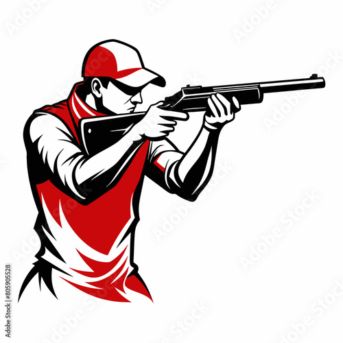 Trap shooting, aiming athlete with gun (7)