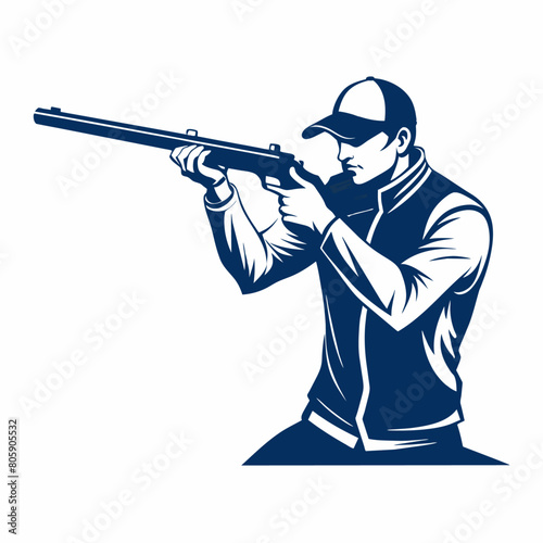 Trap shooting  aiming athlete with gun  11 