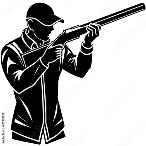 Trap shooting, aiming athlete with gun (14)