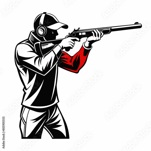 Trap shooting, aiming athlete with gun (17)