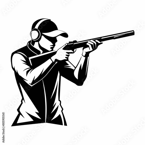 Trap shooting, aiming athlete with gun (19)