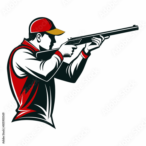 Trap shooting, aiming athlete with gun (16)