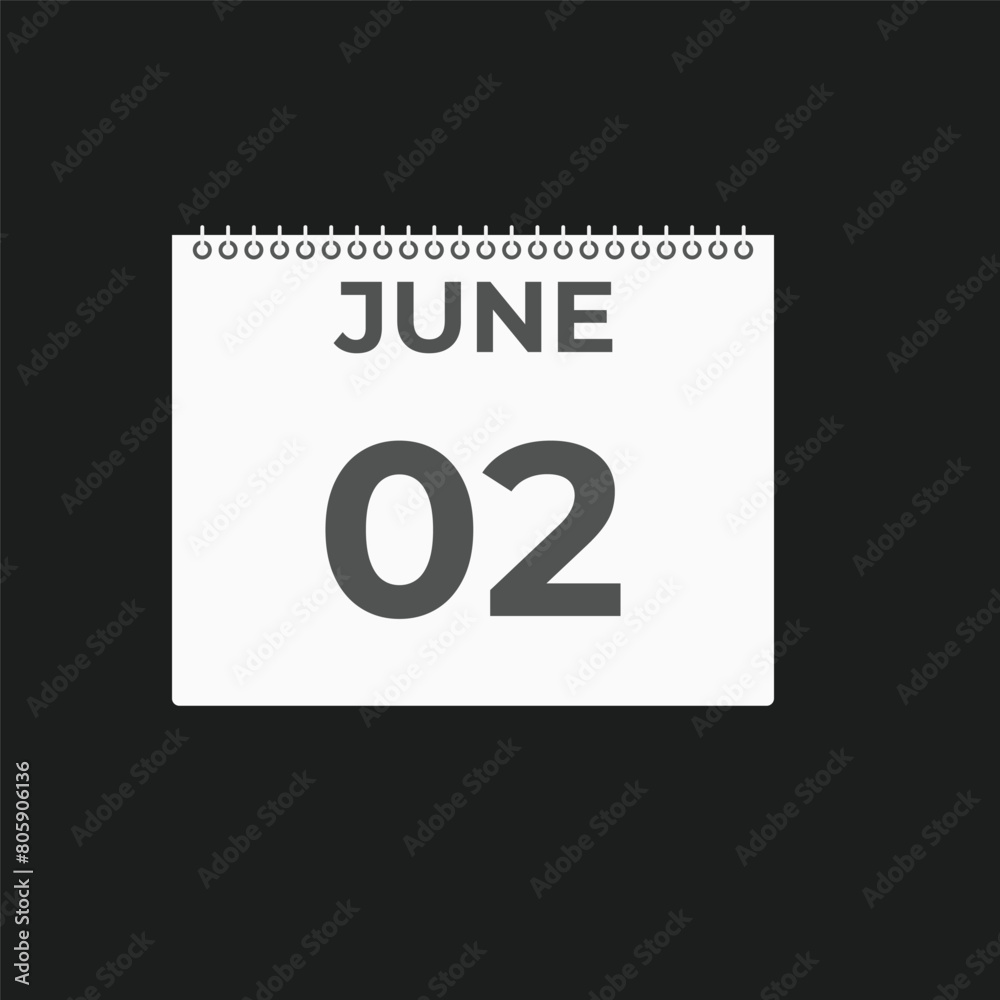 June 2 calendar reminder. 2 June daily calendar icon template. Calendar 2 June icon Design template. Vector illustration
June 2 calendar reminder. 2 June daily calendar icon template. Calendar 2 June icon Design template. Vector illustration