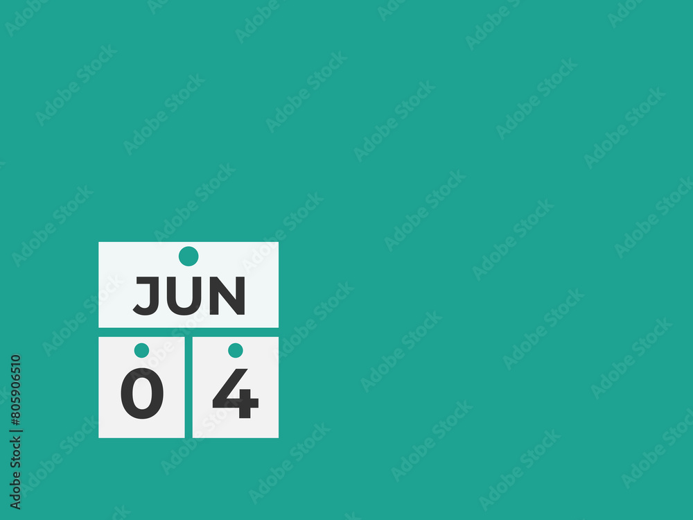 June 4 calendar reminder. 4 June daily calendar icon template. Calendar 4 June icon Design template. Vector illustration
June 4 calendar reminder. 4 June daily calendar icon template. Calendar 4 June icon Design template. Vector illustration