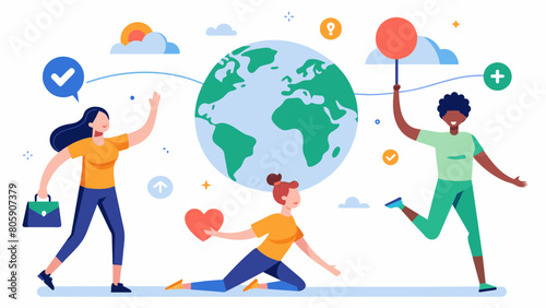Take part in our global gentle fitness challenge and connect with others around the world as we complete a series of gentle exercises together online.. Vector illustration