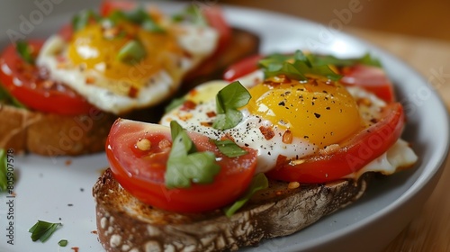 A low-calorie breakfast setup for weight loss featuring a nutritious meal with fresh ingredients, perfect for a healthy morning routine.