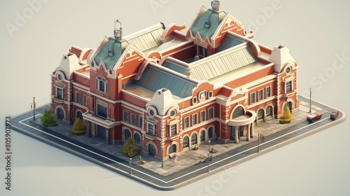 Isometric 3D Railway Station Design as a Vital Hub in an Expanding Cityscape