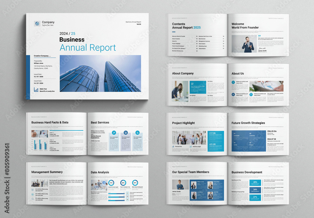 Business Annual Report Template Design Layout Landscape Stock Template ...