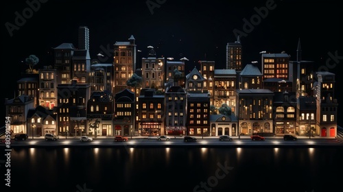 A night view of a city from across the river