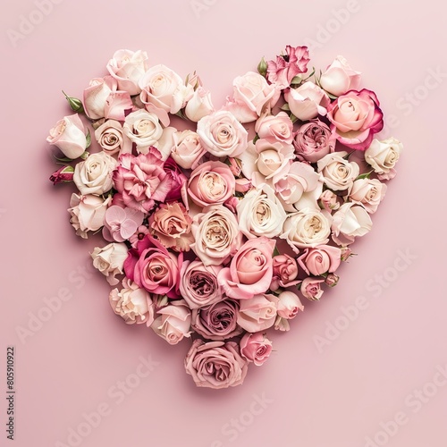 Blooming Heart of Pink and Cream Roses