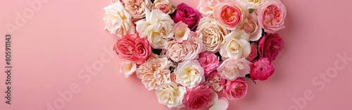 Blooming Heart of Pink and Cream Roses