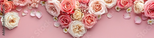Blooming Heart of Pink and Cream Roses