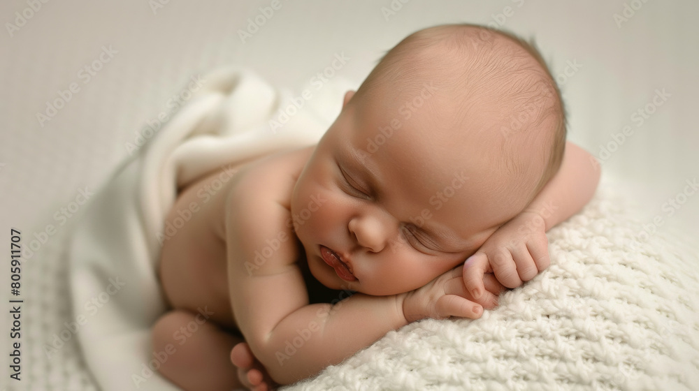 Newborn baby sleeping peacefully, focus on the face Newborn baby sleeping peacefully, focus on the face