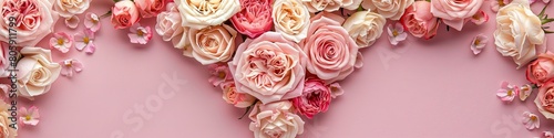 Blooming Heart of Pink and Cream Roses