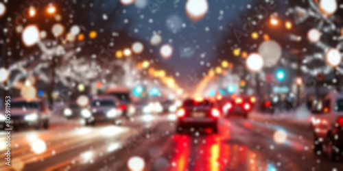 Wallpaper Mural Winter night city in bokeh lights defocused background Torontodigital.ca