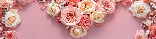 Blooming Heart of Pink and Cream Roses