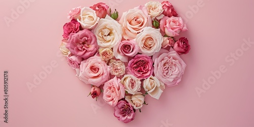 Blooming Heart of Pink and Cream Roses