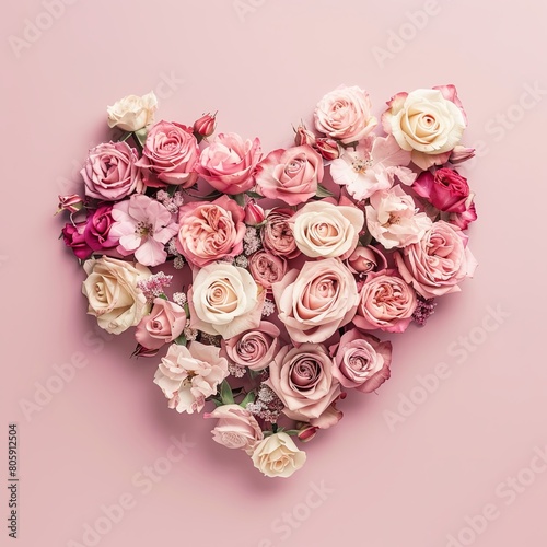 Blooming Heart of Pink and Cream Roses