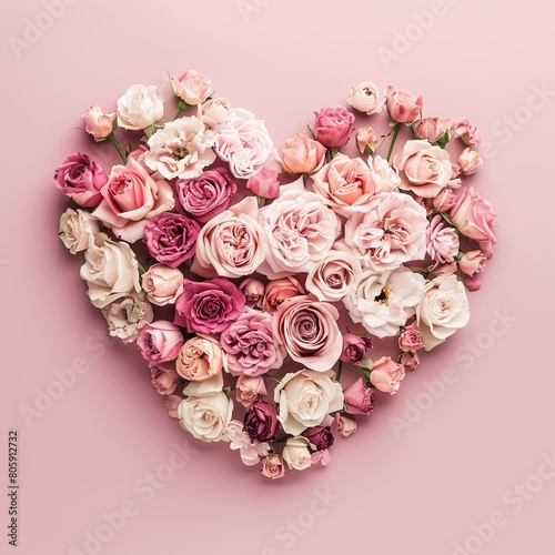 Blooming Heart of Pink and Cream Roses
