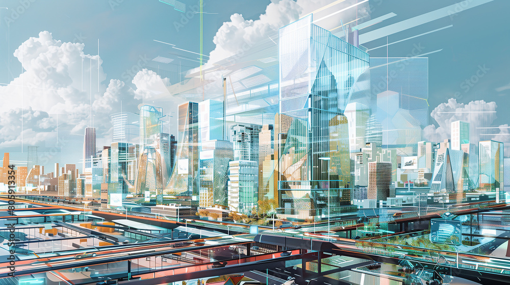 Obraz premium Future Cities, Robots in Urban Planning